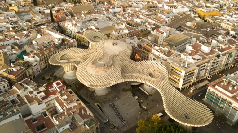 Aerial view of Metropol Parasol (Las Setas) in Seville city centre