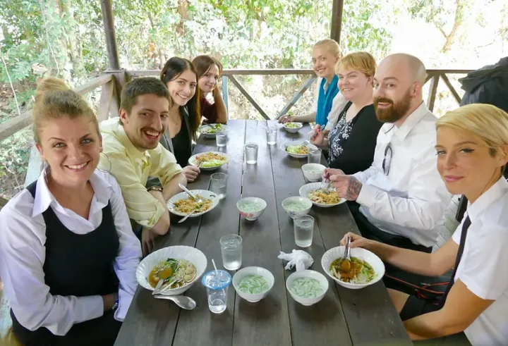 TEFL trainees sharing a meal together in Chiang Mai, Thailand